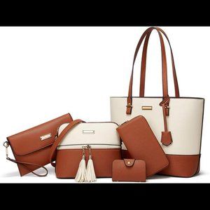 5 Pcs Satchel Purses and Handbags for Women Shoulder Tote Bags Synthetic Leather